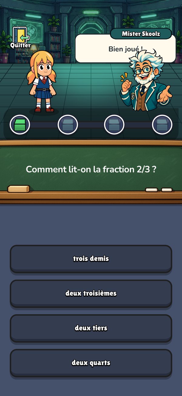 Question à choix multiple sur la lecture des fractions