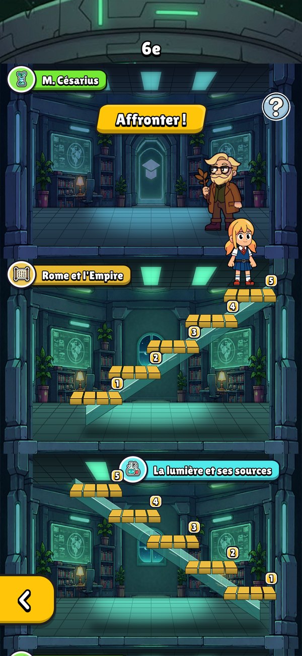 Les étages de la 6e dans la Tour des Skillz, avec des marches en or